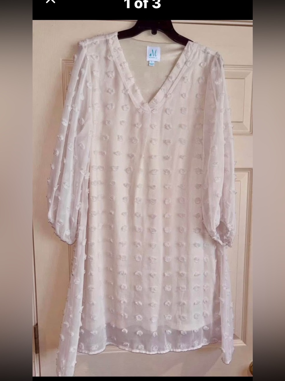 Shop The Mint Ivory V-Neck Elegant Classic Dress Flowy Lined Large EUC